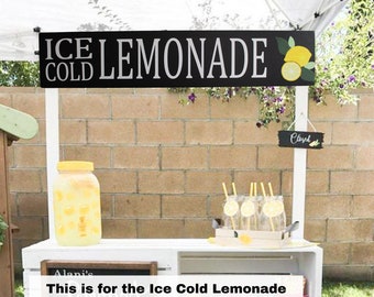 Lemonade Sign, Vintage Inspired Ice Cold Lemonade Sign, Pretend Play Lemonade Stand Sign, Summer Decor, Patio Sign, Wood Lemonade Sign