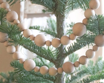 Wood Bead Garland For Christmas Tree, Banister, or Mantel, Layering Garland, Scandinavian Garland , Modern Decor, Party Decor, Bday Garland
