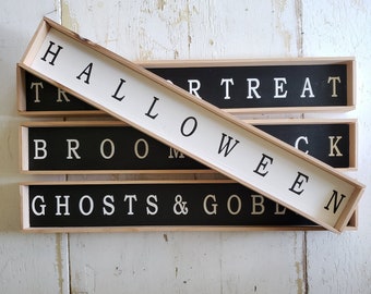 Modern Farmhouse Halloween Wood Signs Minimalist Decor Trick Or Treat Halloween Ghost and Goblins Farmhouse Halloween Decor Halloween Signs