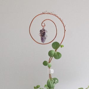Copper Gemstone Plant Trellis: Handmade Hoya Support, Suncatcher Decor