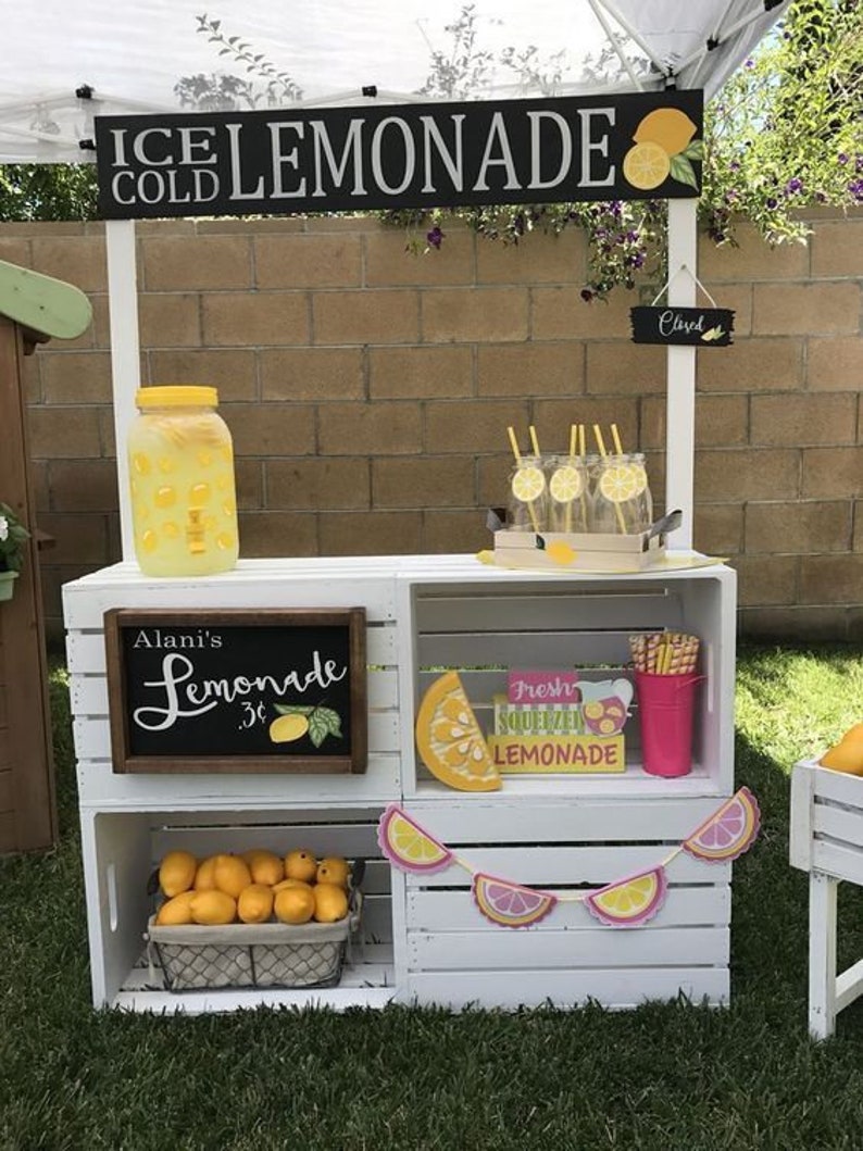 Lemonade Sign Ice Cold Lemonade Stand Sign Lemon Decor Summer Etsy