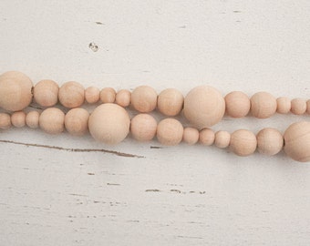 Wood Bead Garland For Christmas Tree, Banister, or Mantel | Layering Garland | Scandinavian Garland | Modern Decor