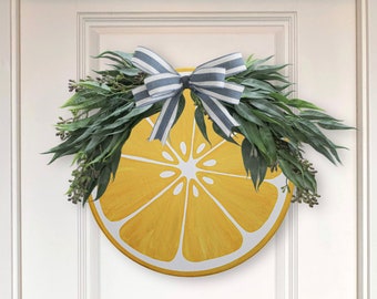 Front Door Decor, Lemon Door Wreath, Summer Door Hanger, Summer Wreath, Front Door Hanger, Front Door Wreath, Lemon Decor, Birthday Gift