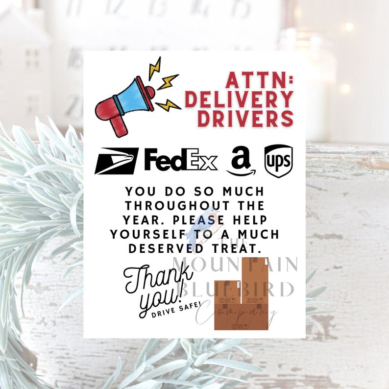 Delivery Driver Snack Sign Printable