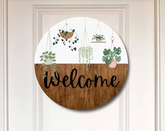 Front Door Decor, Botanical Decor, Welcome, Year Round Wreath, Front Door Hanger, Front Door Wreath, Plant Sign, Christmas Gift