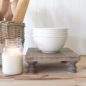 Wood Tray with Feet, Rectangle Wood Tray, Pantry Organization Trays, Pedestal Wood Risers, Cupcape or Cake Stand, Plant Stand 8x8 inches