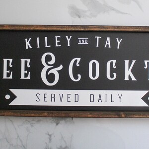 Custom Coffee Cocktails Sign, Personalized Coffee Bar Decor, Home Bar Sign, Housewarming or Christmas Gift For Home Bar or Man Cave, Retro image 6