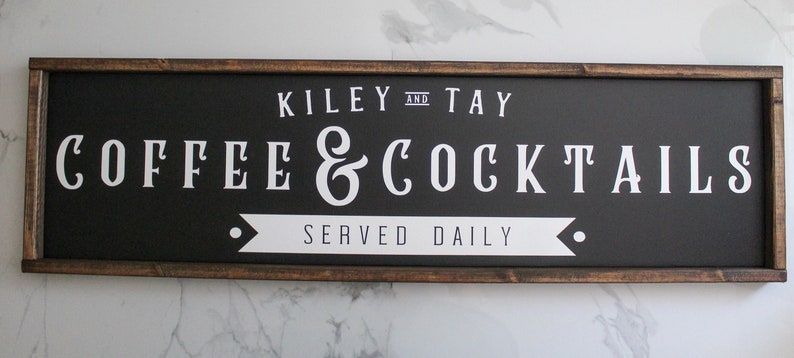 Custom Coffee Cocktails Sign, Personalized Coffee Bar Decor, Home Bar Sign, Housewarming or Christmas Gift For Home Bar or Man Cave, Retro image 6