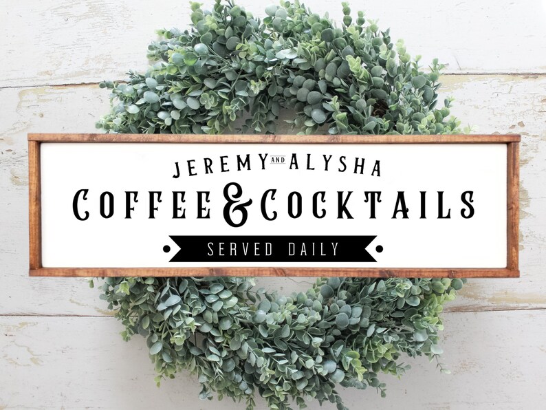 Custom Coffee Cocktails Sign, Personalized Coffee Bar Decor, Home Bar Sign, Housewarming or Christmas Gift For Home Bar or Man Cave, Retro image 7