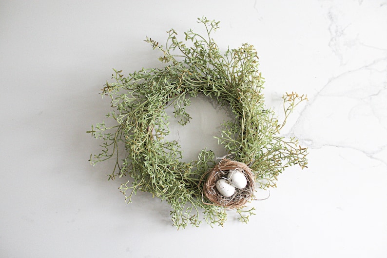 Candle Ring with Nest, Spring Nest Mini Wreath, Nest Decor, Candle Ring, Bird Nest Wreath, Coffee Table Decor, Candle Wreath image 1