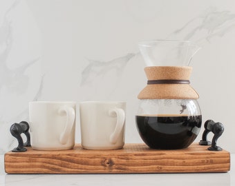 Wood Serving Tray with Handles, Plant Stand, Kitchen Decor, Soap Holder, Coffee Station Tray, Coffee Table Decor, Rectangle Wood Tray,