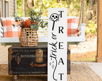 Trick or Treat Porch Leaner, Halloween Decor, Spooky Decor, Front Porch Decor, Halloween Candy Sign, Welcome Sign, Halloween Decor