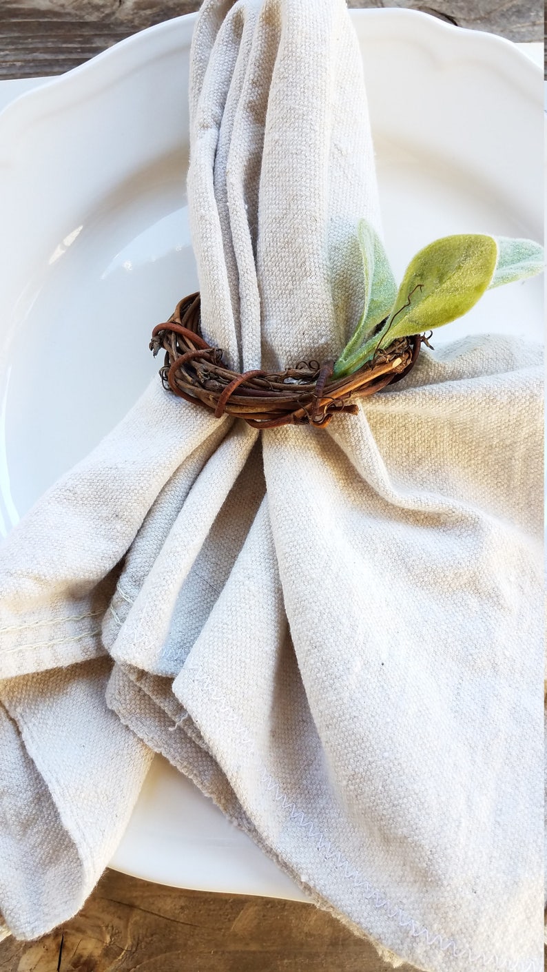 Cotton and Lambs Ear Napkin Rings Modern Farmhouse Tablescape Etsy