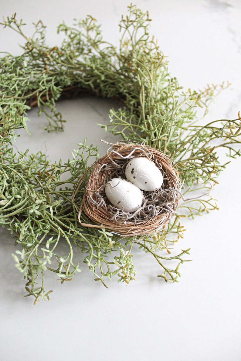 Candle Ring with Nest, Spring Nest Mini Wreath, Nest Decor, Candle Ring, Bird Nest Wreath, Coffee Table Decor, Candle Wreath image 7