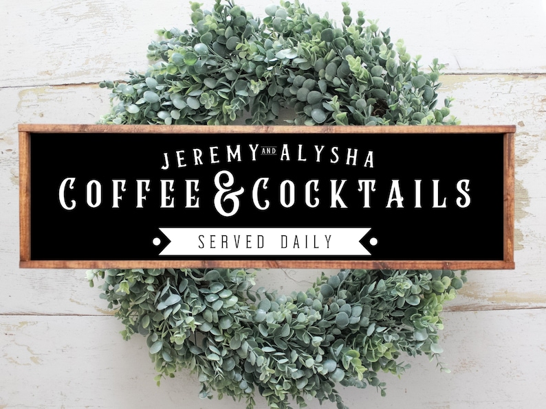 Custom Coffee Cocktails Sign, Personalized Coffee Bar Decor, Home Bar Sign, Housewarming or Christmas Gift For Home Bar or Man Cave, Retro image 8