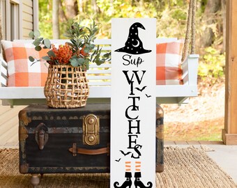 Hey Witches Porch Leaner, Halloween Decor, Spooky Decor, Front Porch Decor, Welcome Sign, Halloween Decor