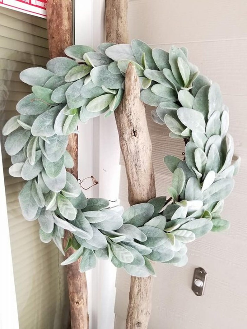 Lambs Ear Wreath Modern Farmhouse Decor Spring Summer Winter Etsy