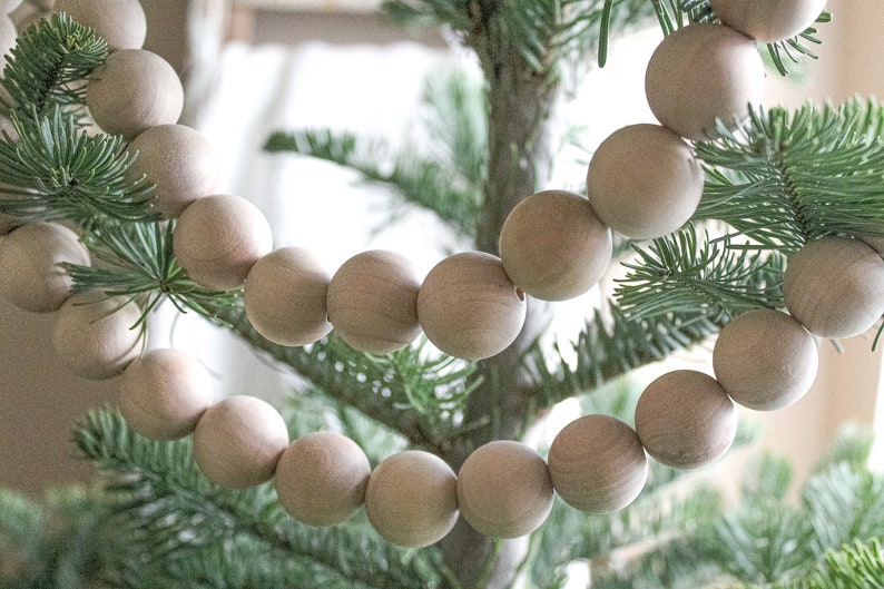Wood Bead Garland for Christmas Tree Banister or Mantel Etsy