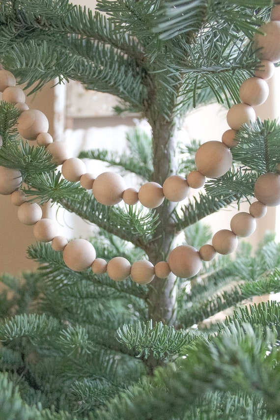 Wood Bead Garland for Christmas Tree, Banister, or Mantel, Layering Garland,  Scandinavian Garland, Modern Decor, Minimalist Decor 