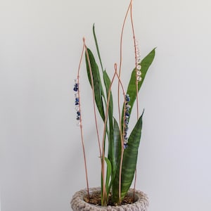 Handcrafted Copper Snake Plant Trellis: Crystal Suncatcher Decor