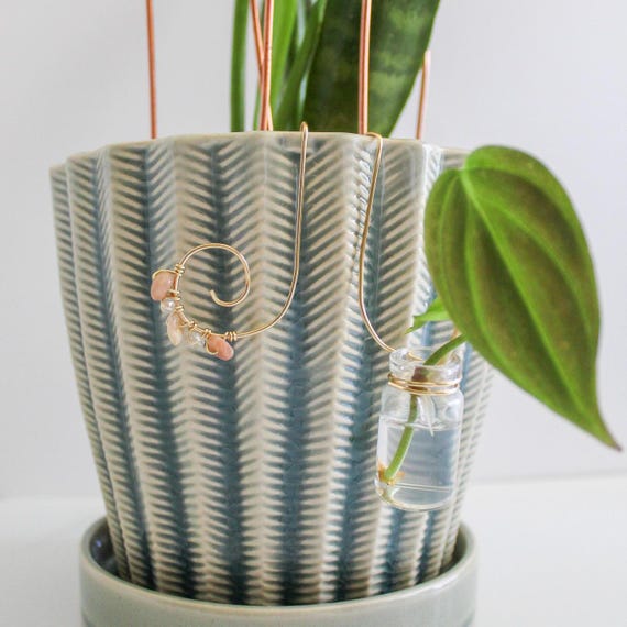 Propagation Station, Handmade Plant Propagation Sidecar: Gemstone Accent, Houseplant Accessories