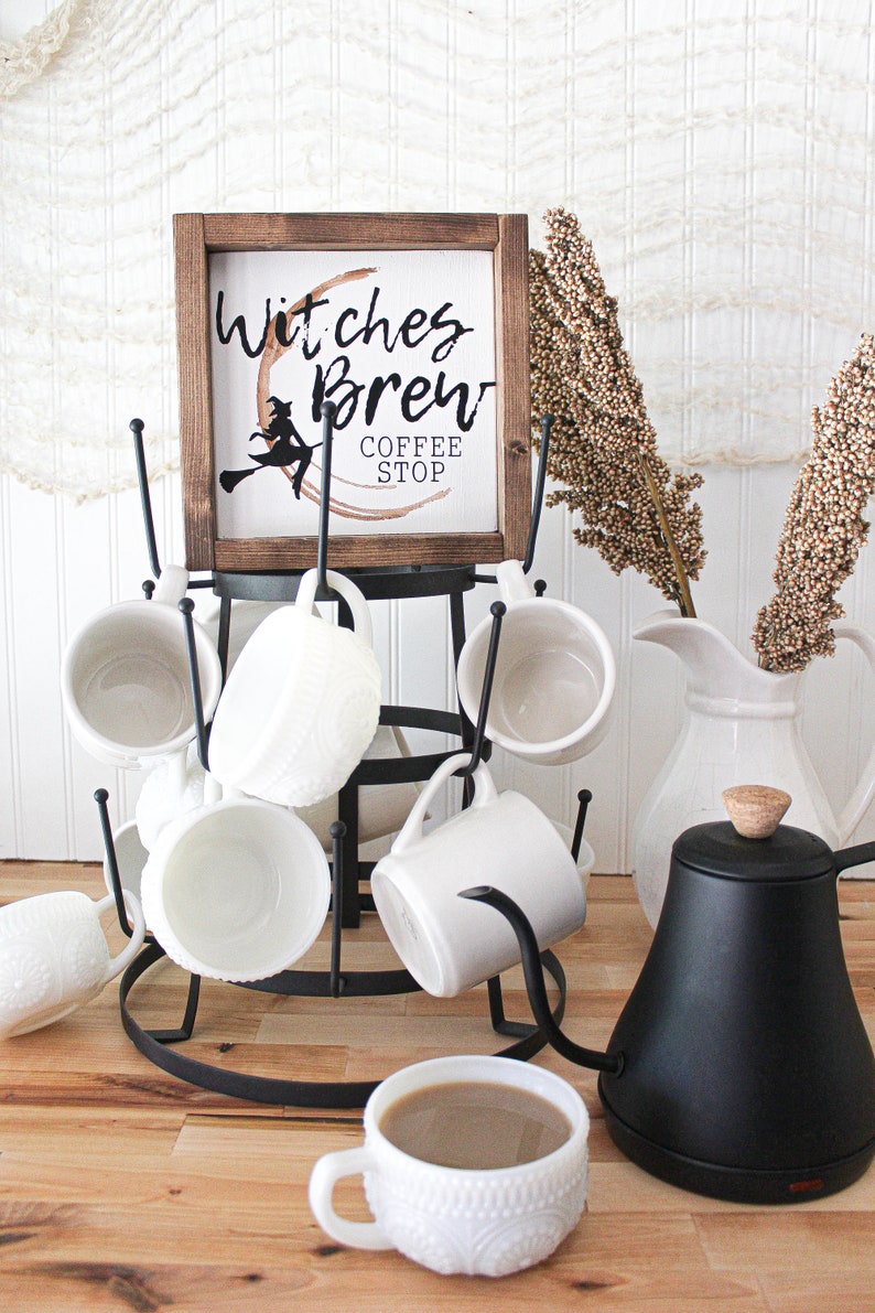 Witches Brew Coffee Bar Sign Wood Coffee Bar Decor Halloween image 4