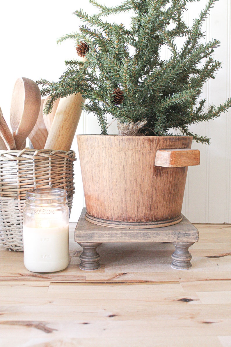 Wood Tray with Feet, Rectangle Wood Tray, Pantry Organization Trays, Pedestal Wood Risers, Cupcape or Cake Stand, Plant Stand image 6