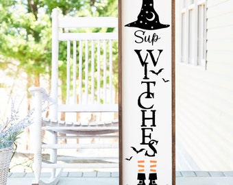 Hey Witches Porch Leaner, Halloween Decor, Spooky Decor, Front Porch Decor, Welcome Sign, Halloween Decor, Framed Wood Sign