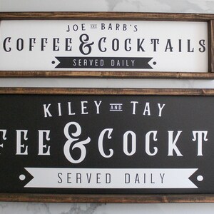 Custom Coffee Cocktails Sign, Personalized Coffee Bar Decor, Home Bar Sign, Housewarming or Christmas Gift For Home Bar or Man Cave, Retro image 5