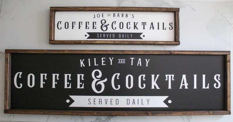 Custom Coffee Cocktails Sign, Personalized Coffee Bar Decor, Home Bar Sign, Housewarming or Christmas Gift For Home Bar or Man Cave, Retro image 5