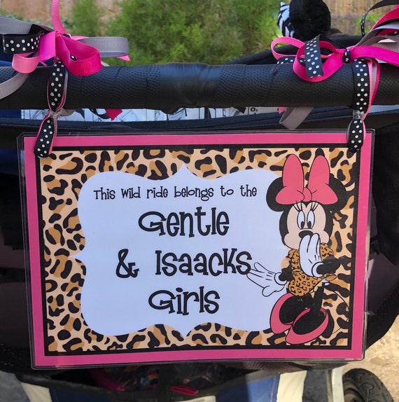 Stroller Tag - Custom, Personalized, Disney Vacation Tag for your stroller - Disney Minnie Mouse Leopard