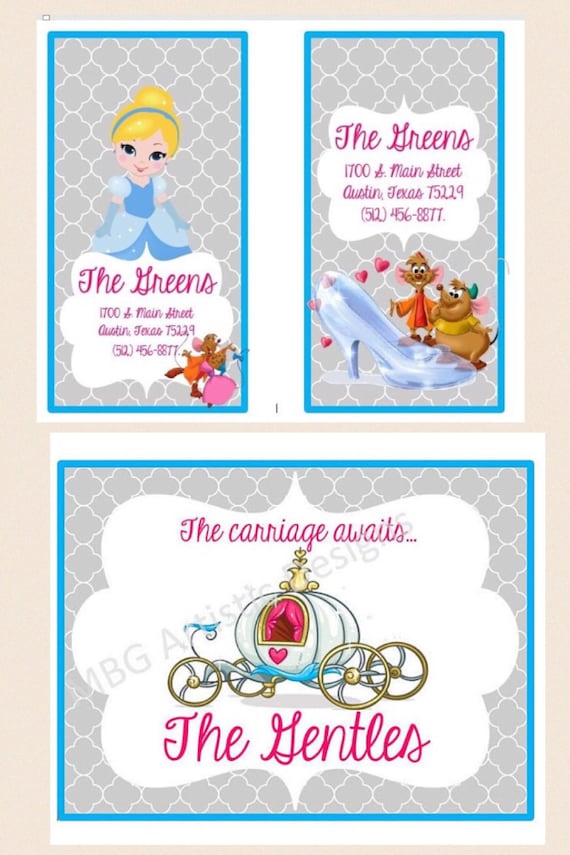 Stroller Sign and 2 Luggage tags - Custom, Personalized, Disney Princess Carriage