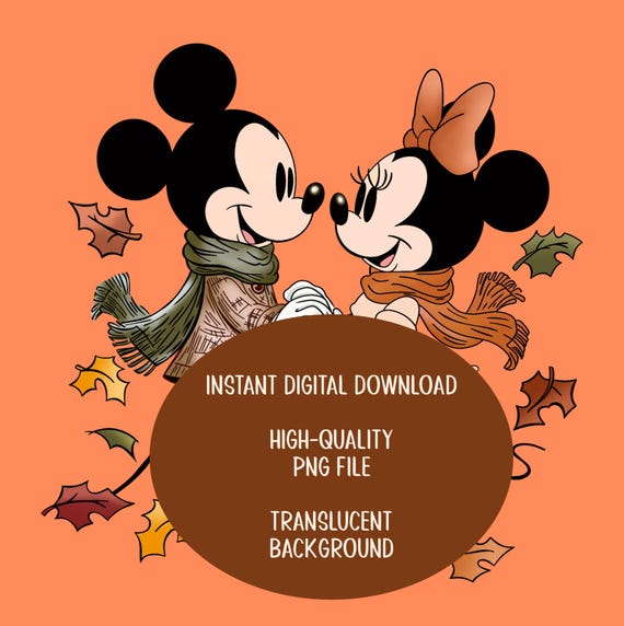 Disney Autumn Mickey & Minnie Clipart File, Fall Mickey Digital Download Art - {INSTANT DIGITAL DOWNLOAD} Disney Fall Vintage Png