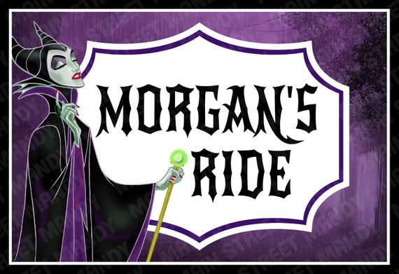 Disney Stroller Tag or Scooter Tag - WATERPROOF Custom Personalized Disney Villain Maleficent Sleeping Beauty Name Sign, Wheelchair Sign