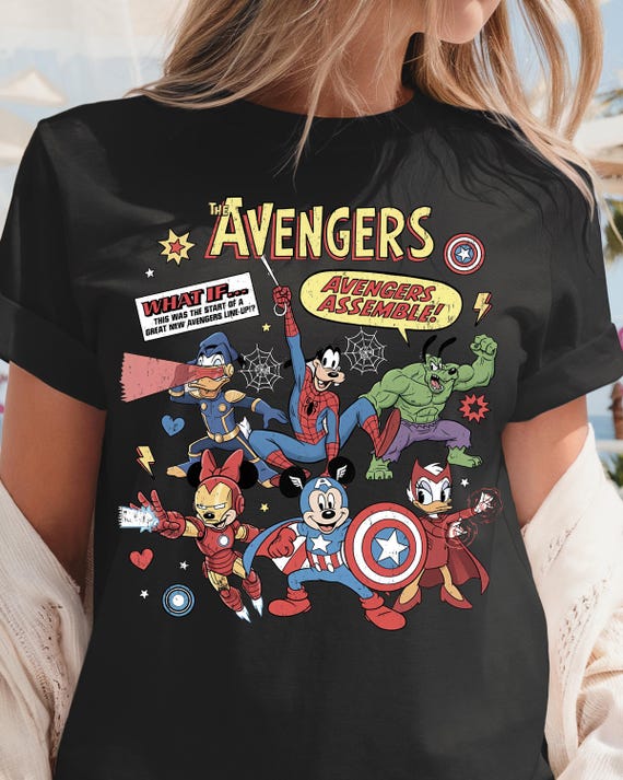 Vintage Superhero Inspired Disney Mashup Shirt, Adult Unisex Disney Tee, Park Outfit Shirt