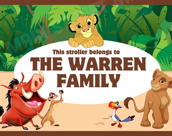 Stroller Tag - {INSTANT DIGITAL DOWNLOAD} Custom, Personalized, Disney Lion King Vacation Tag for your stroller