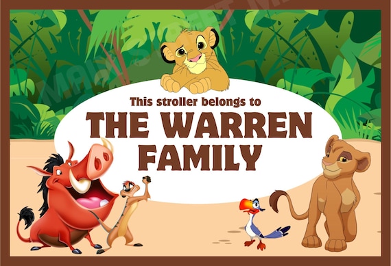 Stroller Tag - {INSTANT DIGITAL DOWNLOAD} Custom, Personalized, Disney Lion King Vacation Tag for your stroller