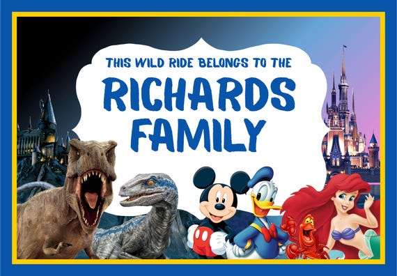 Stroller Tag  Scooter Tag - {INSTANT DIGITAL DOWNLOAD} Custom, Personalized, Disney Universal Studios Vacation Name Sign