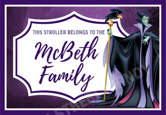 Disney Stroller Tag, Scooter Tag - {INSTANT DIGITAL DOWNLOAD} Custom Personalized Name Tag for your Stroller - Maleficent Villain Sign