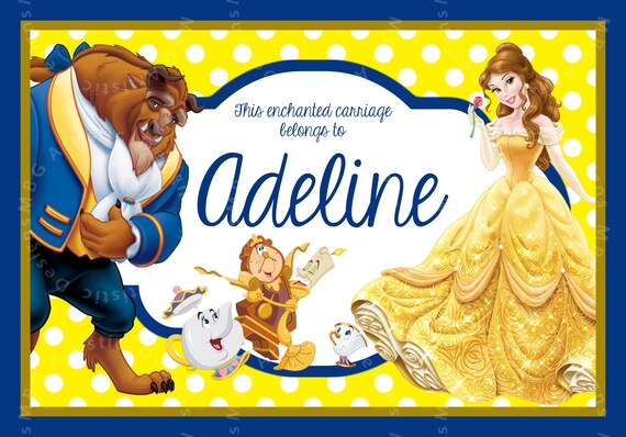 Stroller Tag - Custom, Personalized, Disney Vacation Tag for your stroller - Beauty & the Beast and friends!
