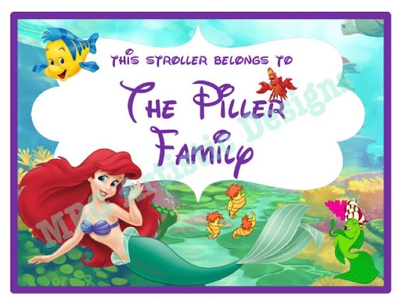 Stroller Tag - Custom, Personalized, Disney Vacation Tag for your stroller - The Little Mermaid