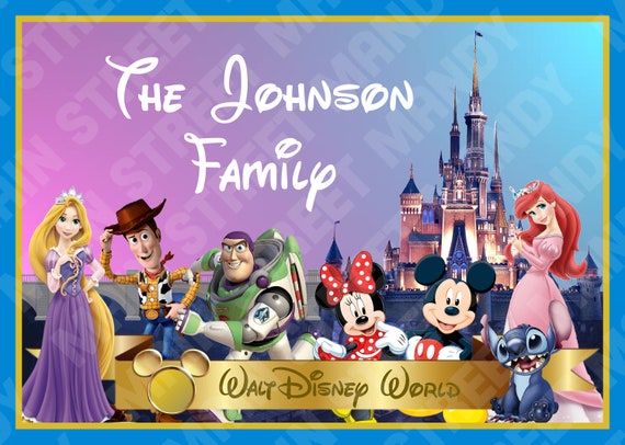 Stroller Tag - {DIGITAL DOWNLOAD} Custom, Personalized, Disney World Characters  Vacation Tag for your stroller