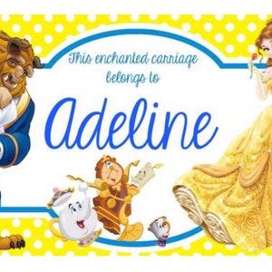 Passeggino Tag - {DIGITAL DOWNLOAD} Personalizzato, Personalizzato, Beauty and the Beast Vacation Tag per il tuo passeggino