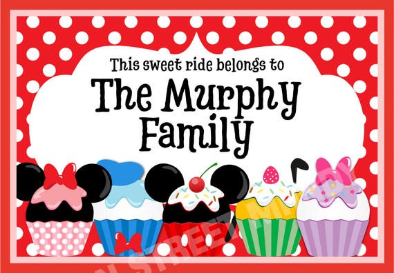 Disney Stroller Tag Scooter Tag - {INSTANT DIGITAL DOWNLOAD} Custom, Personalized, Disney Cupcakes Vacation Tag for your stroller wheelchair
