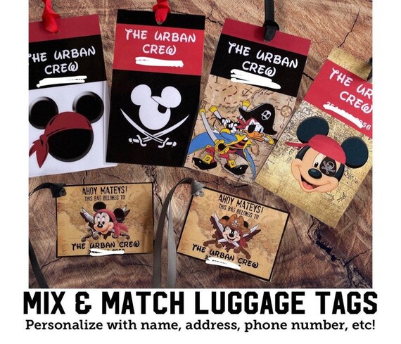 Personalized Disney Luggage Tags, Bag Tags, Custom, Pirate Mickey Mouse