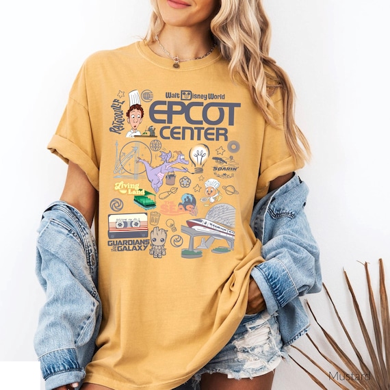 Disney T-Shirts, EPCOT Doodle Art Tee, Epcot Center Sketch Art Tee, Epcot Comfort Colors Tee, Vintage Retro EPCOT Tee