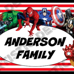 Etichetta per passeggino - {DOWNLOAD DIGITALE} Etichetta per le vacanze The Avengers personalizzata, personalizzata per il tuo passeggino