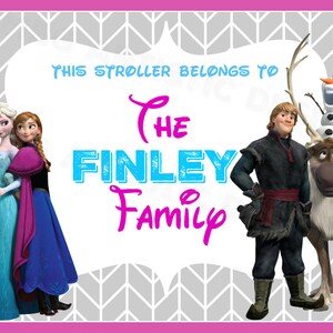 Etichetta per passeggino - {DOWNLOAD DIGITALE} Etichetta per le vacanze ispirata a Frozen della Disney, personalizzata, personalizzata per il tuo passeggino