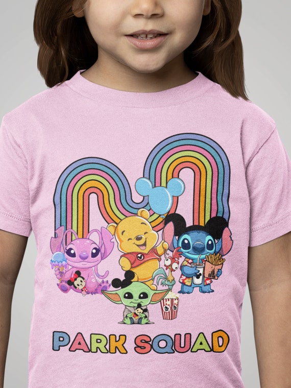 Kids Disney T-Shirts, Park Squad, Stitch, Angel, Grogu, Winnie the Pooh, Walt Disney World, Disneyland, Snacks, vacation tee, Unisex