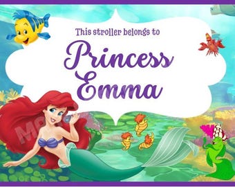 Stroller Tag - {INSTANT DIGITAL DOWNLOAD} Custom, Personalized, Disney Vacation Tag for your stroller or scooter - Little Mermaid